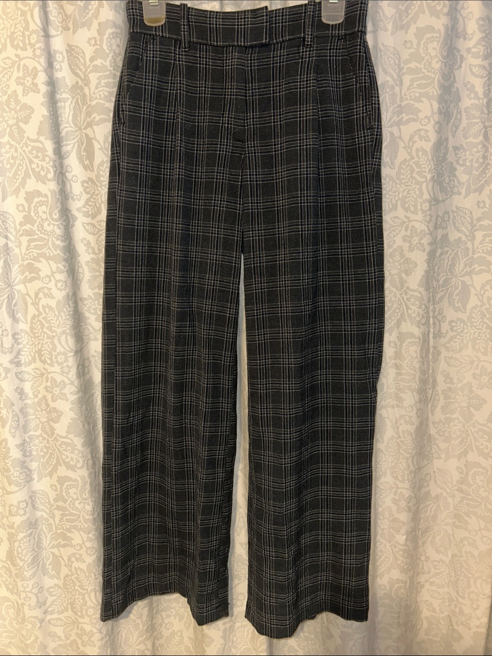 American Eagle Outfitters Black and Gray Plaid Trousers